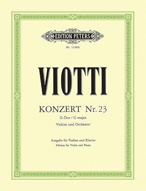 Image du vendeur pour Violin Concerto No. 23 in G Edition for Violin and Piano : Cadenzas mis en vente par GreatBookPrices