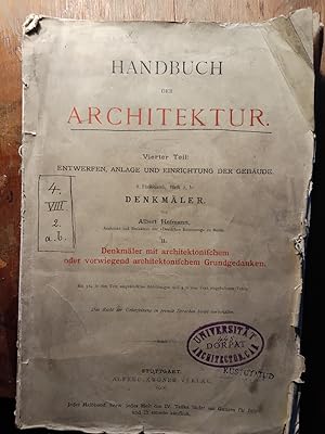 Entwerfen, Anlage und Einrichtung der Gebäude des Handbuches der Architektur. Vierter Teil. 8. Ha...