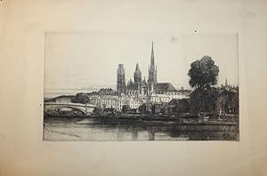Vue de la cathédrale de Rouen depuis la rive gauche.
