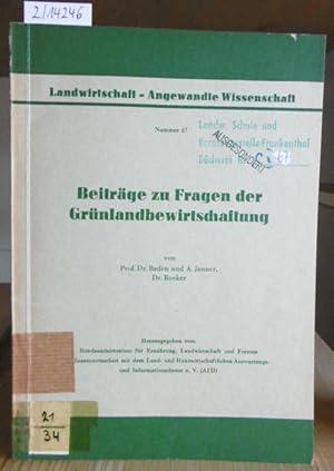 Imagen del vendedor de Beitrge zu Fragen der Grnlandbewirtschaftung. a la venta por Versandantiquariat Trffelschwein