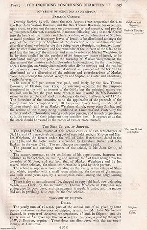 Imagen del vendedor de 1839. Parish of Market Weighton, Wapentake of Ouse and Derwent, Parish of Wheldrake, and others, Yorkshire : An original article from the Reports of the Commissioners to Inquire Concerning Charities & Education of the Poor in England and Wales. a la venta por Cosmo Books