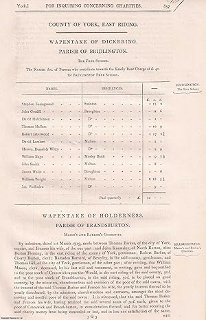 Imagen del vendedor de 1839. Wapentake of Holderness; The Charter House or God's House, Kingston upon Hull, and others, Yorkshire : An original article from the Reports of the Commissioners to Inquire Concerning Charities & Education of the Poor in England and Wales. a la venta por Cosmo Books