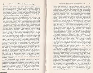 Seller image for Literature and Music in The Age of Shakespeare. An original article from The Proceedings of The Musical Association, 1934. for sale by Cosmo Books