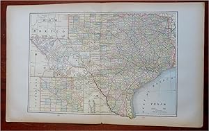Texas State Map Western Counties El Paso 1891 Watson transitional map