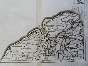 Zeeland Oosburg Cadzand Netherlands 1748 Delahaye small detailed engraved map