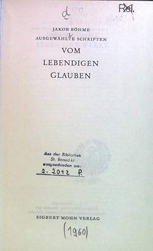 Seller image for Vom lebendigen Glauben : Ausgewhlte Schriften. for sale by books4less (Versandantiquariat Petra Gros GmbH & Co. KG)