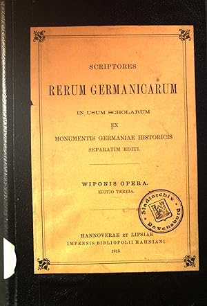 Image du vendeur pour Die Werke Wipos - Rerum Germanicarum. mis en vente par books4less (Versandantiquariat Petra Gros GmbH & Co. KG)