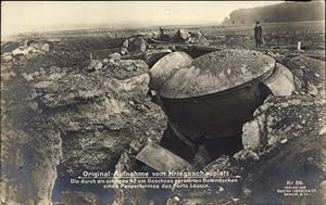 Ansichtskarte / Postkarte Liège Lüttich Wallonien, Fort Loncin, Durch 42 cm Geschoss zerstörte Be...