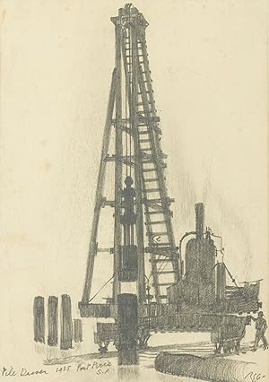 Seller image for Pile Driver, 1935. Port Pirie, S.A. for sale by Michael Treloar Booksellers ANZAAB/ILAB