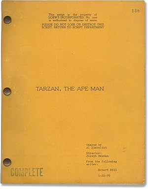 Imagen del vendedor de Tarzan, the Ape Man (Original screenplay for the 1959 film) a la venta por Royal Books, Inc., ABAA