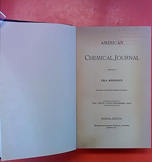 Bild des Verkufers fr American Chemical Journal, VOL. XLIV. / July - December 1910 zum Verkauf von biblion2