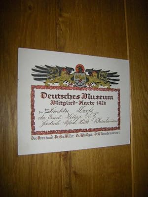 Deutsches Museum Mitglied-Karte 1926 für Direktor Dorfs der Fried. Krupp A.G., Friedrich-Alfreds-...