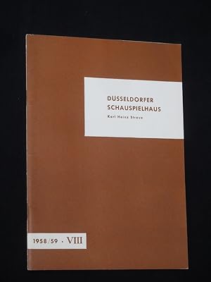 Immagine del venditore per Monatsbltter des Dsseldorfer Schauspielhauses VIII, 1958/59 (April 1959). Programmheft DER SEIDENE SCHUH von Paul Claudel. Regie: Karl Heinz Stroux, Bhnenbild/ Kostme: Mario Chiari. Mit Otto Rouvel, Rudolf Therkatz, Hermann Brand, Maria Wimmer, Wolfgang Arps, Elvira Hofer, Karl Heinz Martell, Walter Schmidinger, Eva Bttcher, Nicole Heesters venduto da Fast alles Theater! Antiquariat fr die darstellenden Knste