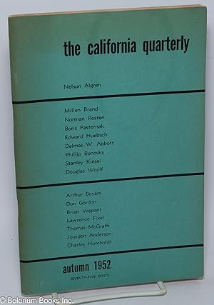 Seller image for The California Quarterly; vol. 2, no. 1 (Autumn 1952) for sale by Bolerium Books Inc.