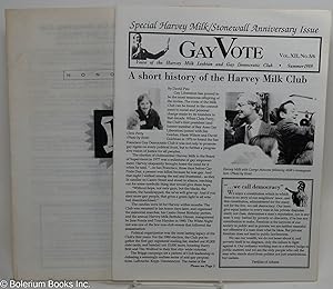 Image du vendeur pour Gay Vote: vol. 12, #5/6, Summer 1989 special Harvey Milk/Stonewall Anniversary issue mis en vente par Bolerium Books Inc.