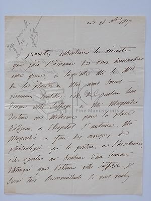 1819 French Noble s Letter Pleading with a Vicomte to Hire a Friend at St. Anthony s Hospital