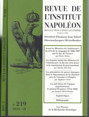 Seller image for Revue de l' Institut Napoleon. No. 218 / 219 - Anne 2019 - I / II.- Rvolution, Consulat, Empire. Fond en 1932. for sale by Antiquariat Carl Wegner