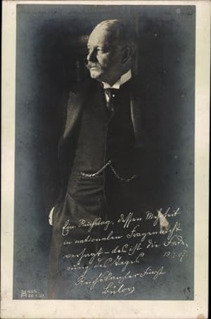 Foto Ansichtskarte / Postkarte Reichskanzler Bernhard von Bülow 1907 mit Ausspruch