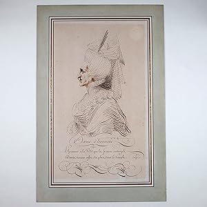 Portrait calligraphié de Marie-Antoinette, exécuté peu de temps après la chute de la monarchie.