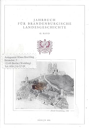 Seller image for Jahrbuch fr Brandenburgische Landesgeschichte. 45.Band. Herausgegeben im Auftrage der Landesgeschichtlichen Vereinigung fr die Mark Brandenburg e.V. ( gegr. 1884 ) for sale by Klaus Kreitling