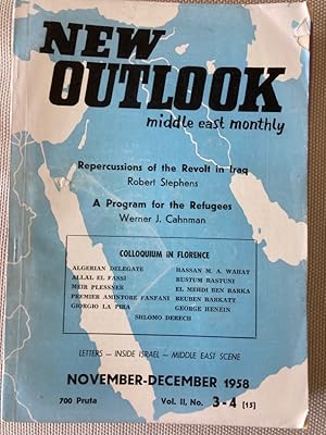 Bild des Verkufers fr New Outlook, Middle East Monthly. Volume 2, Number 3-4, November-December 1958. zum Verkauf von Plurabelle Books Ltd