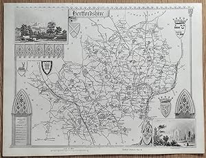 Antique Map HERTFORDSHIRE, Thomas Moule, Original County Map c1840