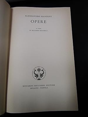 Manzoni. Opere. Ricciardi Editore 1953. Con cofanetto.