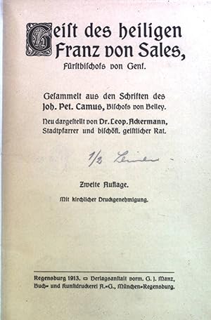 Bild des Verkufers fr Geist des heiligen Franz von Sales , Frstbischofs von Genf. zum Verkauf von books4less (Versandantiquariat Petra Gros GmbH & Co. KG)