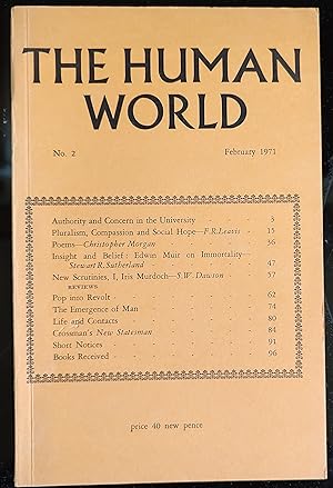 Bild des Verkufers fr The Human World No.2 February 1971. A Quarterly Review of English Letters zum Verkauf von Shore Books