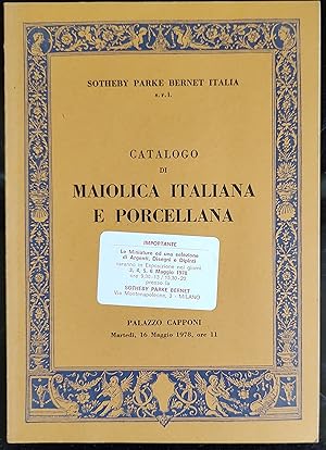 Seller image for Catalogo Di Maiolica Italiana E Porcellana, Martedi 16 Maggio 1978 for sale by Shore Books