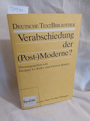 Bild des Verkufers fr Verabschiedung der (Post-)Moderne?: Eine interdisziplinre Debatte. (= Deutsche Textbibliothek, Bd. 7). zum Verkauf von Versandantiquariat Waffel-Schrder