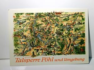 Talsperre Pöhl und Umgebung. Landkarte. Alte Ansichtskarte / Postkarte farbig, ungel. ca 80ger Ja...