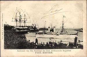 Ansichtskarte / Postkarte Aankomst van des President der Zuid Afrikaansche Republiek Paul Kruger,...