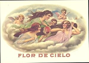 Ansichtskarte / Postkarte Flor de Cielo, Cigar Labels, Engel mit Zigarre, Reklame