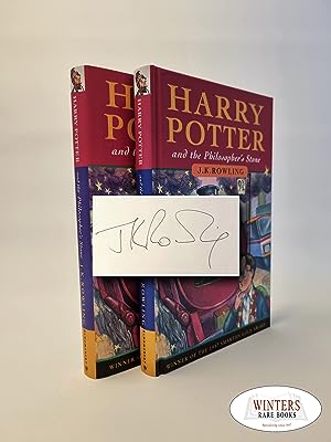 Imagen del vendedor de Pristine copy of Harry Potter and the Philosopher's Stone, first edition, third printing. - Rowling's signature on an extremely scarce loosely inserted 1998 Bloomsbury bookplate a la venta por Winters Rare Books