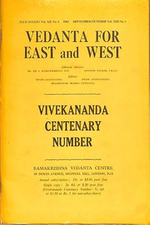 Bild des Verkufers fr Vedanta For East and West July-August Vol. XII No.6 1963 September-October Vol. XIII No. 1 zum Verkauf von WeBuyBooks