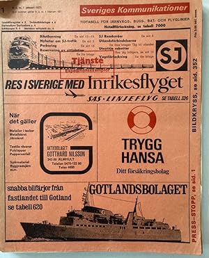 Sveriges Kommunikationer. Tidtabell för Järnvägs-, Buss-, Båt- och Flyglinjer. 1 Januari 1971.