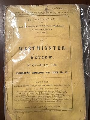 Seller image for WESTMINSTER REVIEW NO. CV.-JULY, 1850: AMERICAN EDITION VOL.XXX NO. II for sale by Shadetree Rare Books