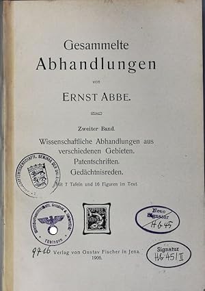 Bild des Verkufers fr Wissenschaftliche Abhandlungen aus verschiedenen Gebieten. Patentschriften. Gedchtnisreden. (= Gesammelte Abhandlungen, Bd. 2). zum Verkauf von Antiquariat Bookfarm