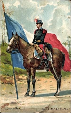 Künstler Ansichtskarte / Postkarte Palm de Rosa, Eleve de St. Cyr, französischer Soldat, Fahne