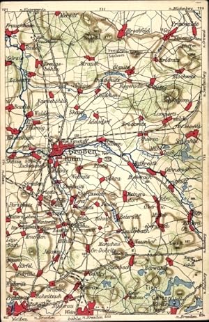 Landkarten Ansichtskarte / Postkarte Großenhain, Bärwalde, Ölsnitz, Raden, Strauch