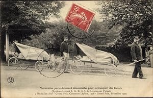 Ansichtskarte / Postkarte Voiturettes porte brancard demontables pour le transport des blesses, S...