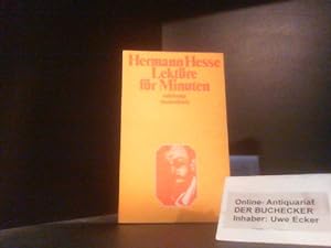 Bild des Verkäufers für Hesse, Hermann: Lektüre für Minuten; Teil: 1. Suhrkamp-Taschenbuch ; 7 zum Verkauf von Der Buchecker