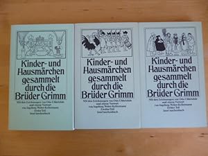 Bild des Verkufers fr Kinder- und Hausmrchen. Gesammelt durch die Brder Grimm. Teil 1 - 3. Mit Zeichnungen von Otto Ubbelohde und einem Vorwort von Ingeborg Weber-Kellermann. Insel-Taschenbcher 112, 113, 114. zum Verkauf von Versandantiquariat Harald Gross