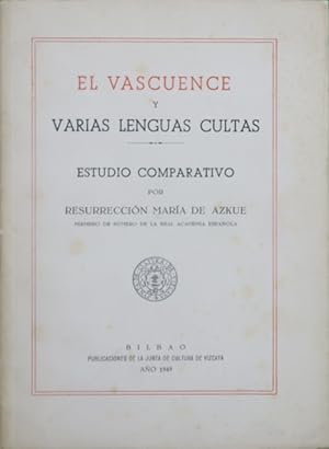 Seller image for Estudio comparativo entre el vascuence y varias lenguas cultas for sale by Librera Alonso Quijano