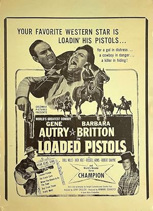 Gene Autry & Barbara Britton / Loaded Pistols [vintage movie poster]