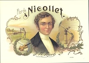 Ansichtskarte / Postkarte Flor de Nicollet, J. N. Nicole, Cigar Labels, Fernrohr, Portrait, Reklame