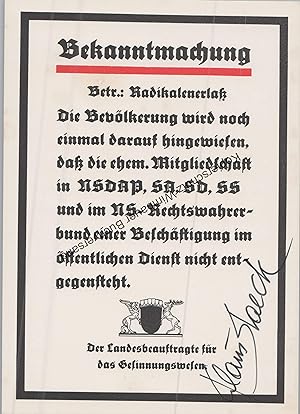 Original Autogramm Klaus Staeck "Radikalenerlaß"/// Autograph signiert signed signee