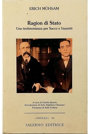 Seller image for Ragion di Stato Una testimonianza per Sacco e Vanzetti for sale by Libreria Tara