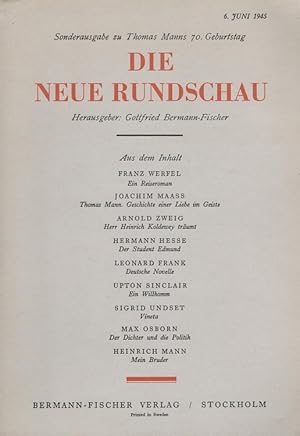 Image du vendeur pour Die Neue Rundschau : Sonderausgabe zu Thomas Manns 70. Geburtstag. mis en vente par Versandantiquariat Nussbaum